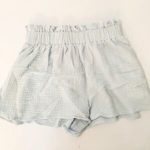 LIGHT BLUE DO+BE BEACH LINEN SHORTS SHIRRED WAIST